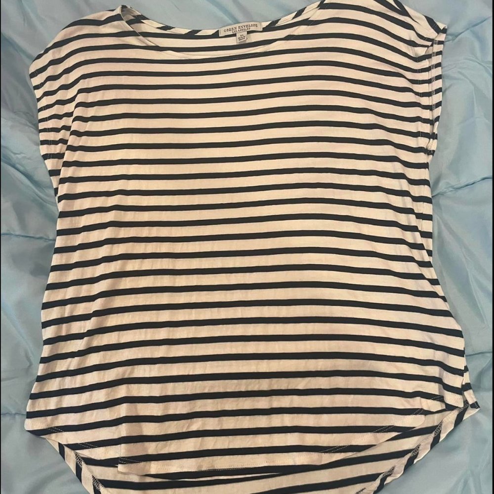 Green envelope XL blue and white striped  cap sleeve